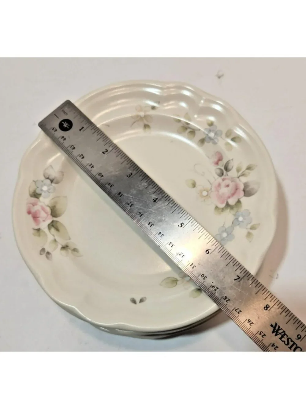 Vtg Pfaltzgraff Tea Rose Stoneware Salad Plates Set of 5 USA Made 7.25